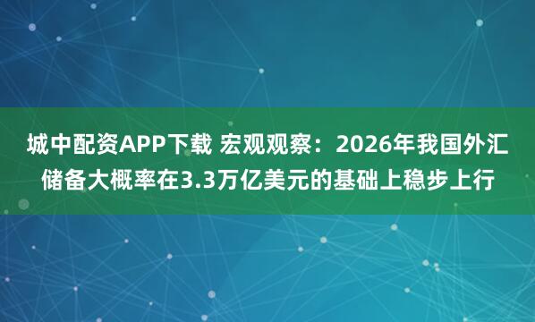 城中配资APP下载 宏观观察：2026年我国外汇储备大概率在3.3万亿美元的基础上稳步上行