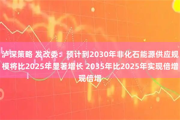 泸深策略 发改委：预计到2030年非化石能源供应规模将比2025年显著增长 2035年比2025年实现倍增