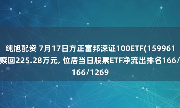 纯旭配资 7月17日方正富邦深证100ETF(159961)遭净赎回225.28万元, 位居当日股票ETF净流出排名166/1269